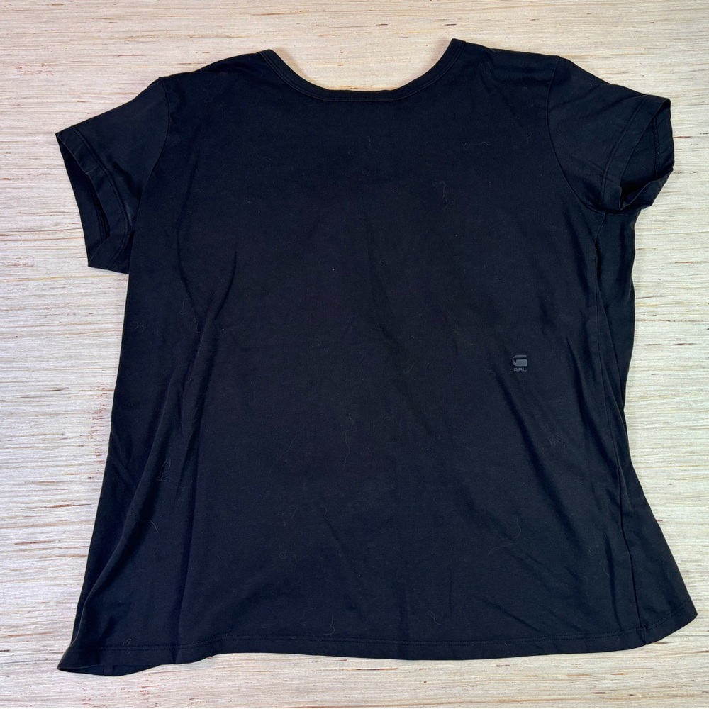 G-Star RAW Black Twist-Back Split Hem T-Shirt Women’s Medium